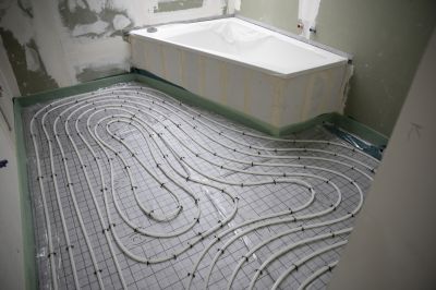 Heated Flooring in a Contemporary Bathroom